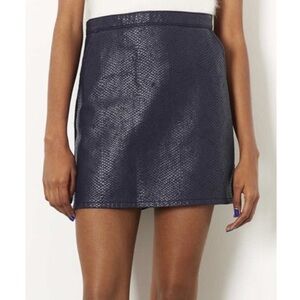 Topshop Moto Black Faux Snakeskin Denim Mini Skirt